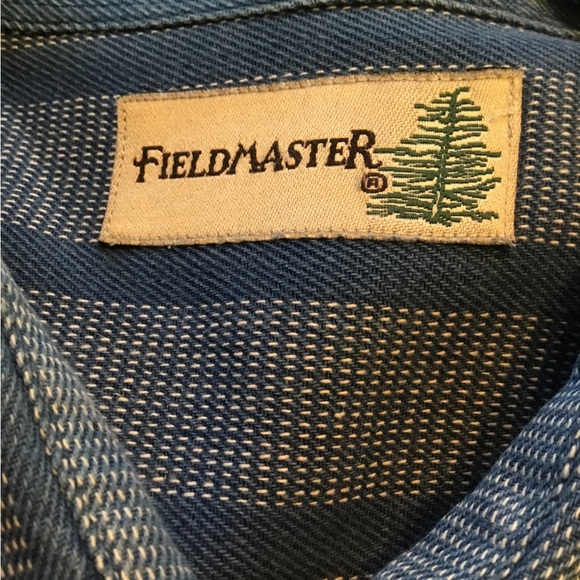 Vintage Fieldmaster Cotton Blue Striped Button-Down Shirt Size Large Tall - Picture 4 of 7